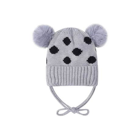 

Ehfomius Infant Knitted Hat Baby Sweet Style Windproof Tie Up Warm Cap