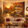thumbnail image 3 of Autumn Gazebo with Ducks by a Calm Pond, Serene Boho for Nature Lovers, Scenic Wall Art Decor, Housewarming Gift, Tapestry Wall Hanging for Bedroom and Living Room, 3 of 7
