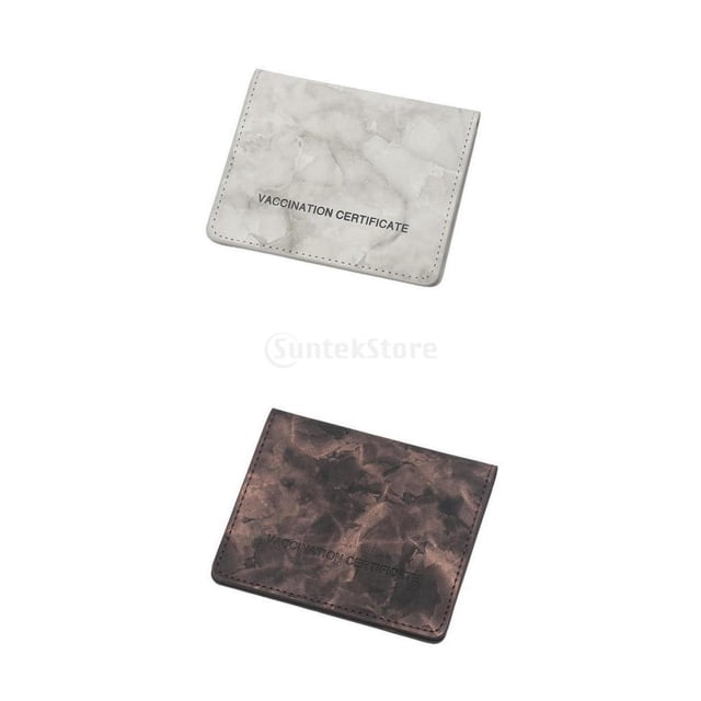 de tarjeta de vacunación cuero de la pu Titular de la tarjeta CDC Cartera delgada Negro Gris Yinane vacunación