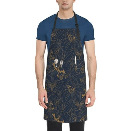 

Naloa Tropical Butterfly Apron Kitchen Aprons with Pockets for Women Men Chef