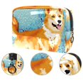 thumbnail image 2 of Pixel Dog Printed Design Waterproof PVC Cosmetic Travel Bag Makeup Pouch Small Leather Pouch Makeup Organizer Drawers Storage Lightweight Large Capacity for Ladies Girls Out and about, 2 of 6