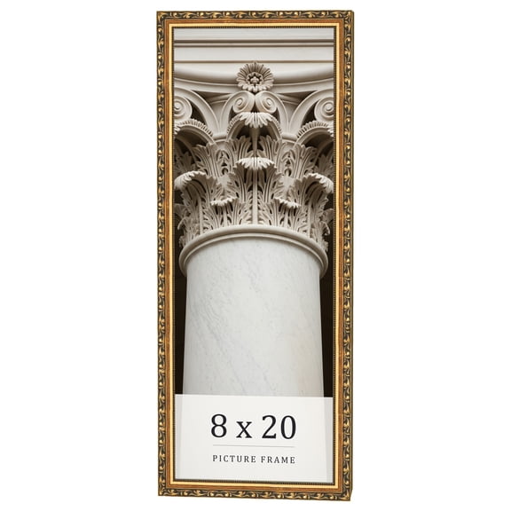 8x20 Frame Black & Gold Solid Wood Picture Frame Width 1.125 Inches | Interior Frame Depth 0.375