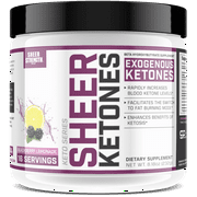 Sheer KETONES BHB Salts Supplement - Exogenous Ketones Complex For Burning Fat, Boosting Energy and Jumpstarting ketosis Fast - Blackberry Lemonade Beta-Hydroxybutyrates, Sheer Strength Labs, 232g