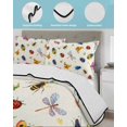 thumbnail image 3 of Quilts Queen Size Bedding Set, Cute Butterfly Dragonfly Reversible Summer Quilt 3 Pieces, Farmhouse Botanical Floral Beige Lightweight Bedspreads Coverlets with 2 Pillow Shams for All Seasons, 3 of 5