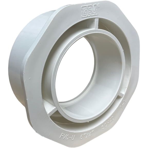 ERA Schedule 40 PVC Reducer Bushing, 6" x 4" Socket Connection, NSF Compliant Pipe Fitting