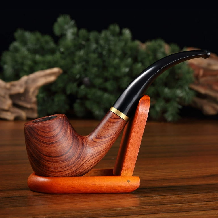 Joyoldelf Tobacco Pipe, Smoking Pipe with Flat Bottom - Pipe Pin & Tamper,  Pipe Screen & Pipe Bits, Pipe Cleaners & Rubber Ring, Bonus a Pipe Pouch &  Gift Box,Great for Father's