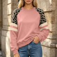 thumbnail image 2 of JIAYUE Women's Sweatshirt Crew Neck Long Sleeves Leopard Color Block Sleeve Stripe Detail Pullover Top for Fall Outdoor Wear, 2 of 4