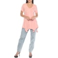 thumbnail image 2 of White Mark Short Sleeve Shirred Front Knit Tunic Top with Pockets, Women's, S-XL, 2 of 6