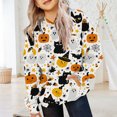 thumbnail image 2 of EnJoCho Girls Pullover Sweatshirt - Halloween Ghos𝗍 Pumpkin Print Hoodie for Toddler Girl Little Girls Teen Girls, Long Sleeve Casual Hooded Top for Fall Winter School Holiday Outfit, 2 of 5