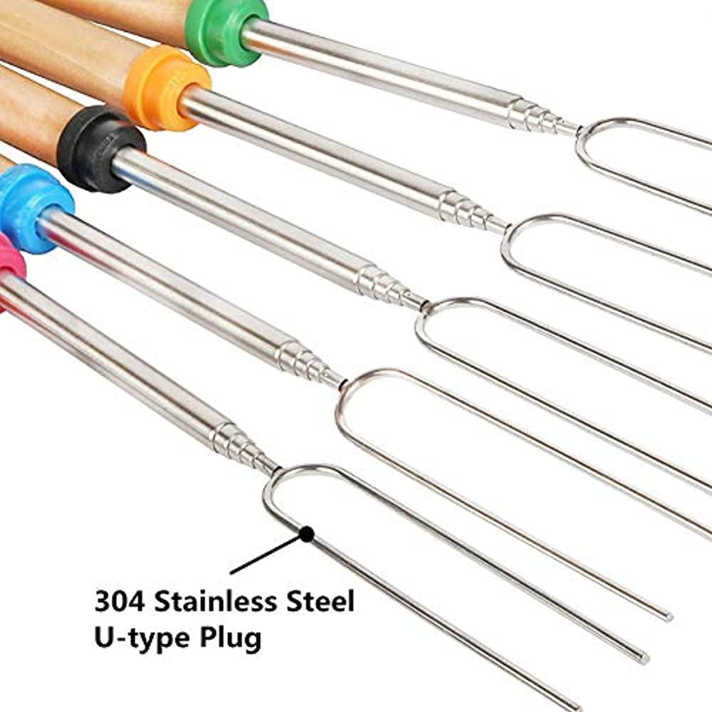 Ajmyonsp 15Pack Marshmallow Roasting Sticks Camping Smores Skewers Hot Dog Sticks for Fire Pit Extendable BBQ Forks for Sausage Campfire 32inch 