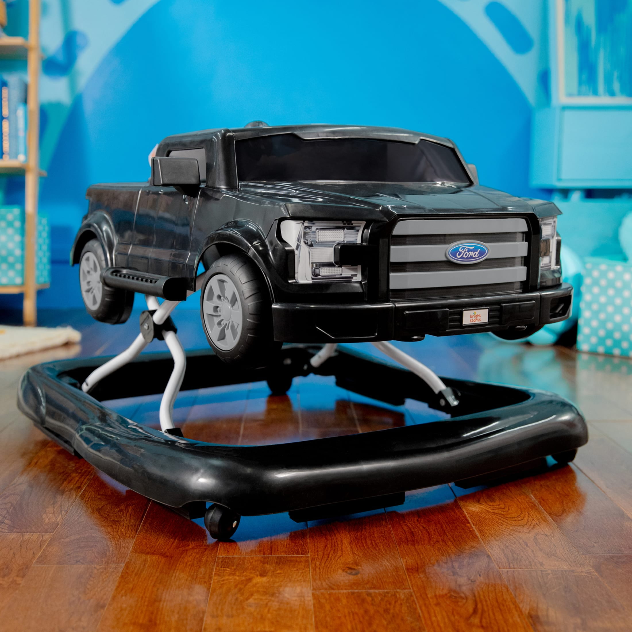 Bright Starts Ford F-150 4-in-1 Infant Baby Walker with Removable Steering Wheel, Black