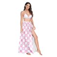 thumbnail image 2 of FORMRS Womens Long Sarong Beach Wrap Semi-Sheer Bikini Skirt Bathing Swimsuit Cover Up, Pink Checkered Heart, 2 of 7