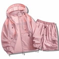 thumbnail image 7 of Bovxnpu Women 2 Piece Loungewear Set Beach Vacation Sweatsuit Tracksuit Set Sun Protection Loose Outdoor Sports Hiking Drawstring Hooded Outfit Set Summer Outfits, 7 of 7