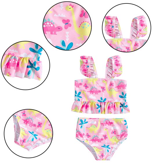 Kkkded Kids Toddler Bikini Swimsuits Outfit for Girls Cute Baby Girls Swimwear, Printed Bathing Suits for Girls, Summer 2 Piece Tankini Sets Size 18M-7Y