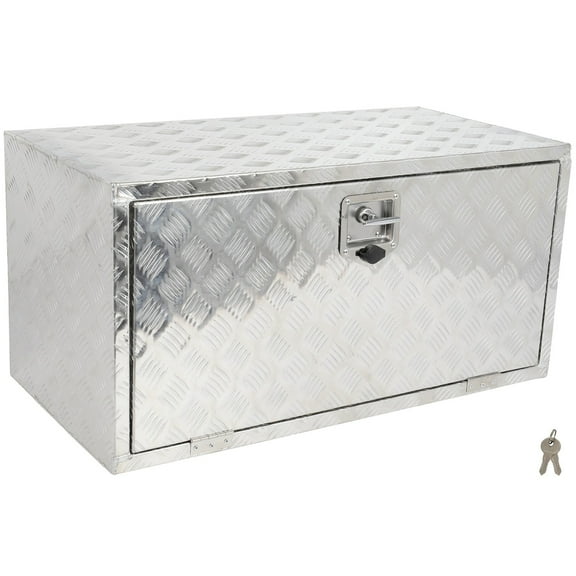 SCITOO 36 Inch Aluminum Truck Bed Tool Box,Heavy Duty Diamond Plate Trailer Tool Box with Lock Keys,Tool Storage Organizer Chest for Pick up,Truck Bed,ATV,RV TrailerWaterproof Silver 36X18X18