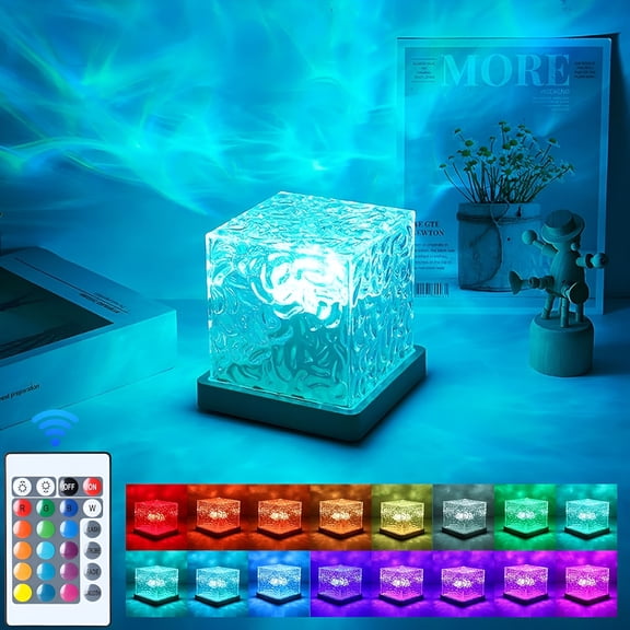 HIBIBUD Northern Lights Projector,16-Color Rechargeable Aurora Light with Ocean Wave Ripple Effect,App Remote Mood Lighting for Bedroom & Living Room Decor