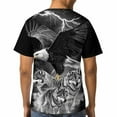 thumbnail image 4 of LAOLIUSN Men's Bald Eagle Wolf Graphic T-Shirt, Lightning 3D Print Short Sleeve Crewneck Tees, 4 of 7