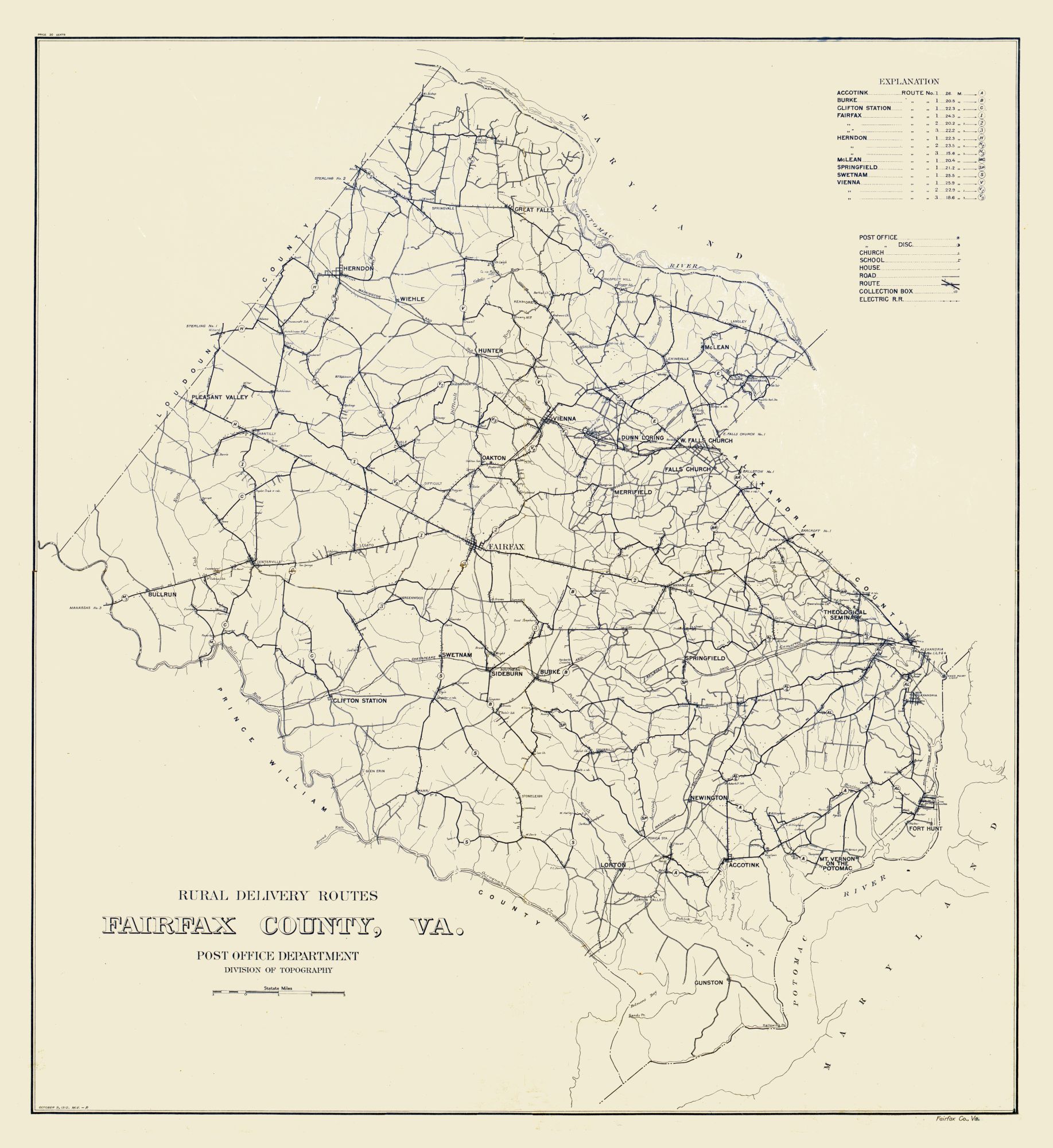 Map Of Fairfax County Fairfax County Virginia - 1912 - 23 X 25.07 - Walmart.com