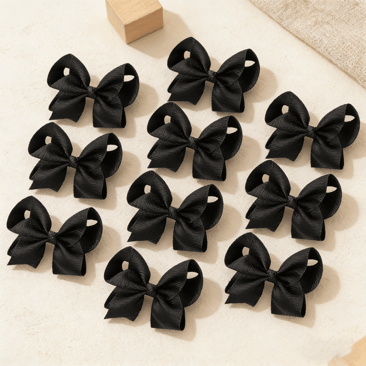 JoyBowie 12+12 Pack Small Ruffled Hair Bows & Small Black Hair Bows, Alligator Clips for Girls