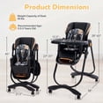 thumbnail image 3 of Costway Baby High Chair with Wheel Folding Baby Dining Chair Adjustable Height & Recline Black, 3 of 11