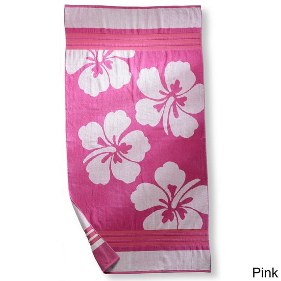 Superior Collection Hawaiian Flower Oversized Cotton Jacquard Beach Towel (Set of 2)