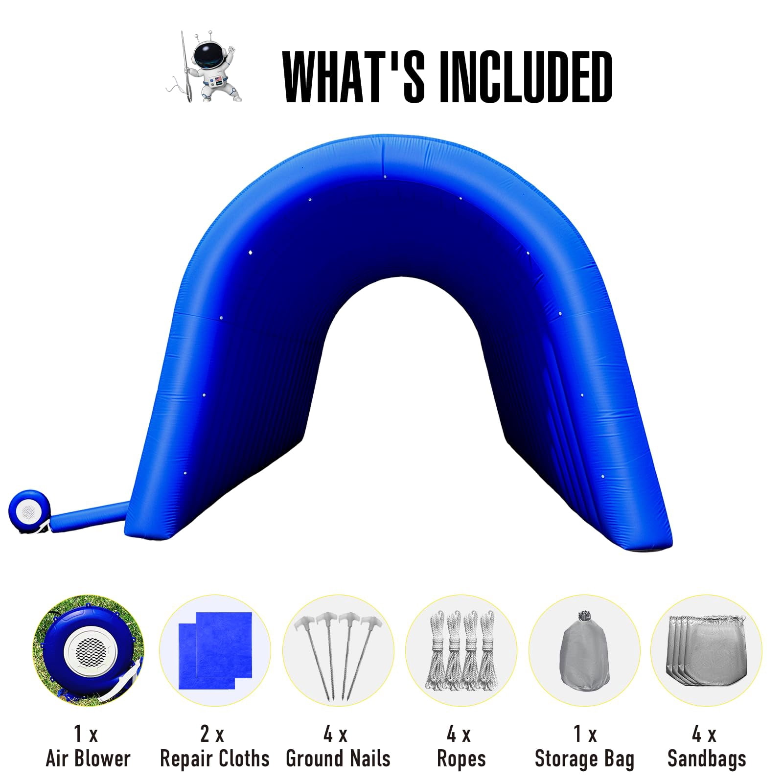 Inflatable Sports Tunnel Entrance with Blower Inflatable Tunnel Tent for Business Advertising Event Exhibition 20X10x10Ft Blue