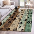 thumbnail image 3 of Area Rug for Living Room, Teal Brown Non-Slip Indoor Large Carpet for Bedroom/Dining Room, Pet Paw Printed Farmhouse Dog Claws Wood Grain Washable Low-Profile Rectangle Floor Runner Rugs - 4 x 6 Ft, 3 of 7
