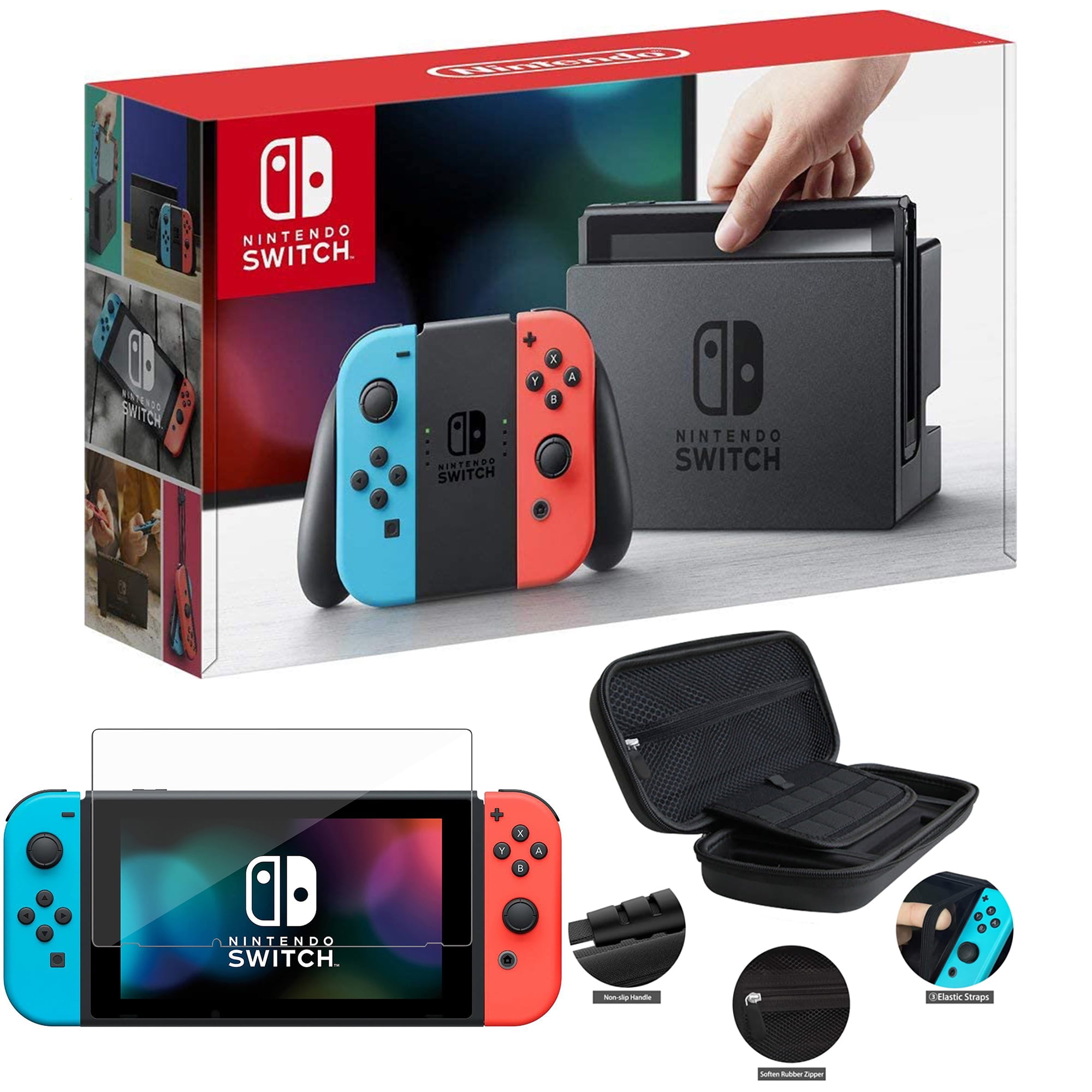 Nintendo Switch OLED (Blue / Red Neon) + 3 Games + Joy Con Set