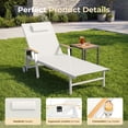 thumbnail image 6 of Harbweb Outdoor Chaise Lounge Chair Set of 2 , 5-Position Adjustable Sun Tanning Chair with Pillow, Aluminum Patio Lounge Chair with Wheels & Armrests for Garden, Beach, Patio, Pool, White, 6 of 8