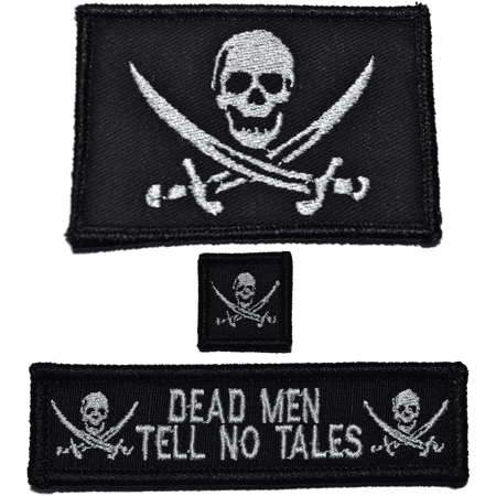 Patch The Pirate Club - Patch Set: Pirate Jolly Roger 2x3, Dead Men Tell No Tales 1x3.75, Jolly Roger 1x1