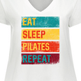 thumbnail image 4 of Inktastic Fitness Eat Sleep Pilates Repeat Women's Plus Size V-Neck T-Shirt, 4 of 5