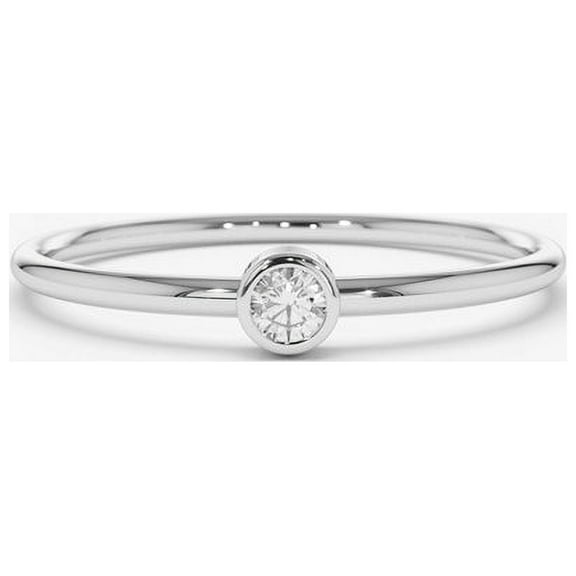 0.05 Ct Stunning Solitaire Round Natural Moissanite Diamond Engagement Rings For Her Solid 14K White Gold