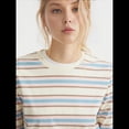 thumbnail image 4 of Sudadera de Rayas con Cuello Redondo para Mujer, Larga, Bloque de Color, Informal, Holgada, Deportiva Rosa L, 4 of 8