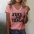 thumbnail image 4 of Halloween T Shirts for Women 2025 Trick Or Teach Funny Graphic Tees Short Sleeve V Neck Tshirt Womens T Shirts, 4 of 6