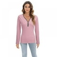 thumbnail image 4 of Womens Long Sleeve Top Slim Fit Zipper Tops Blouse Shirts, 4 of 9