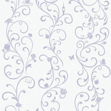 Scroll Stripe Wallpaper - Disney Kids III Disney Princess Scroll Stripe Wallpaper