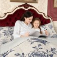 thumbnail image 4 of Erosebridal Navy Floral Line Art Full Size Comforter Sets,Elegant Botanical Sketch Bedding Comforter Set,3-Piece,1 Comforter and 2 Pillowcases,Light Gray Reversible, 4 of 7
