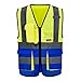 thumbnail image 3 of A-SAFETY High Visibility Safety Vest,, ANSI class 2 Identification Security Vest with 2 Reflective Silver Strip, Front Zipper construction Vest for Night, Yellow&Blue color Mixed, XXL, 3 of 4