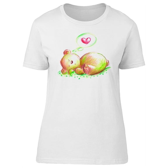Sweet Teddy Bear Dreaming T-Shirt Women -Image by Shutterstock, Female Large