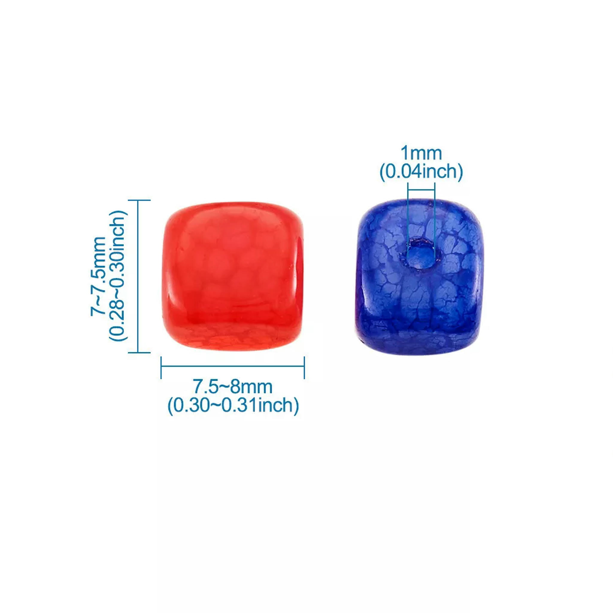 U8MO 5 Strds Colorful Natural Agate Stone Beads Smooth Cube Loose Beads Dyed 7.5~8mm