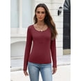 thumbnail image 4 of Zeagoo Women's Sping Fall Basic T-Shirt Long Sleeves Henley Ribbed Knit Shirt Slim Fitted Casual Tops, 4 of 8