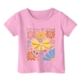 thumbnail image 1 of PMVFHDE T-Shirts Mignons Basiques pour Filles Hauts Tendance pour Filles T-Shirts pour Filles Mode Décontractée Imprimé Col Rond Manches Courtes T-Shirt Haut Rose, 3-4 Ans, 1 of 4