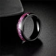 thumbnail image 4 of PAMTIER Men's Stainless Steel Classic Dainty Elegant Dome Style Petals Shaped Purple Crystal Inlay Ring Wedding Band Black Size 12, 4 of 6