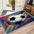 thumbnail image 3 of Sports Theme Area Rugs, Graffiti Soccer Ball Pattern Carpet, Washable Non Slip Low Pile Soft Rug for Living Room Bedroom Decor Mat 2x3ft, 3 of 8
