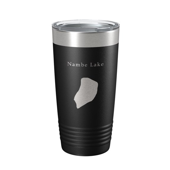 Nambe Lake Map Tumbler Travel Mug Insulated Laser Engraved Coffee Cup New Mexico 20 oz Black