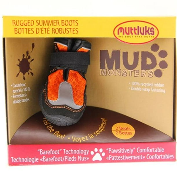 Muttluks MM7O Mud Monsters Dog Boots Size 7 MediumLarge Orange Pack of 2