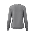 thumbnail image 4 of YHAJDS Pullover Sweaters for Women Solid Color Crew Neck Long Sleeve Lightweight Business Casual Knit Shirts Winter Outfits, 4 of 9
