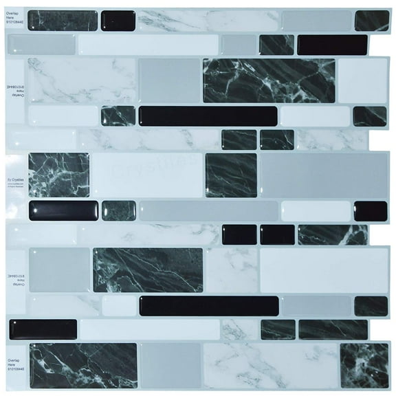 Crystiles® 10" X 10" Multi-Color Vinyl Peel and Stick Backsplash Tile, 6-Sheet Pack, Item #91010844