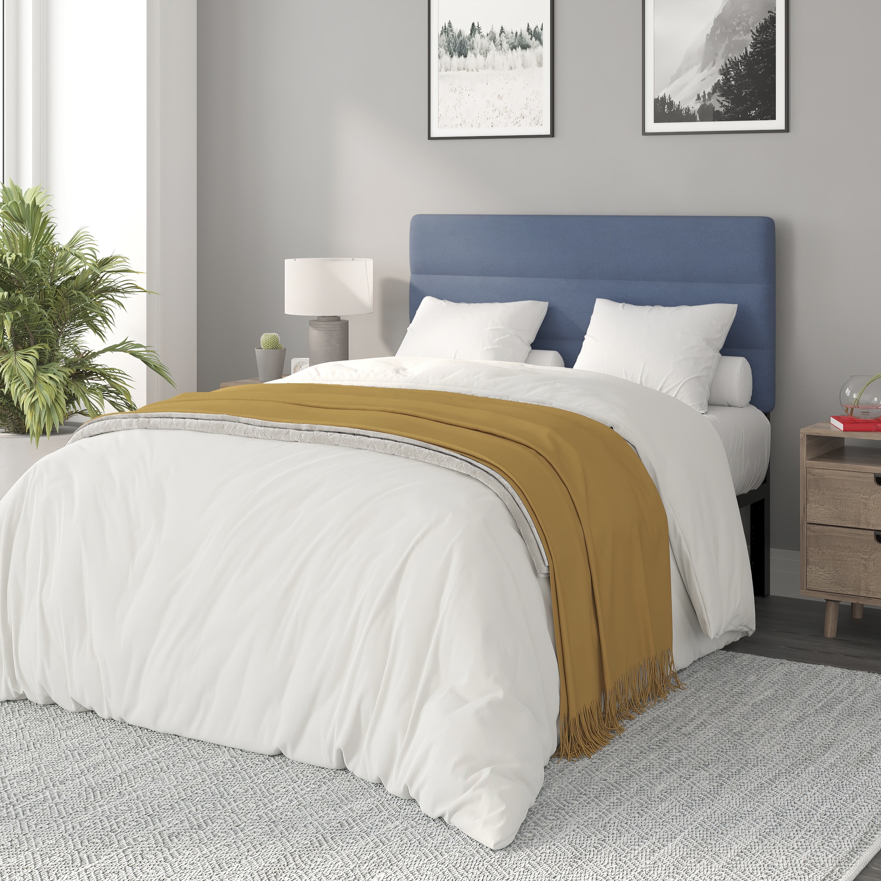 Flash Furniture Paxton Full Modern Fabric Upholstered Headboard, Blue