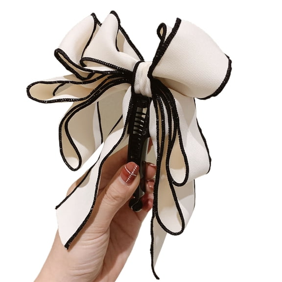 Women Girls Hair Clip, Fashion Elegant Cotton Multilayer Bowknot Decorative Vertical Banana Barrette Ponytail Hair Pin Hair Styling Hair Clamps Accessories for Casual Wedding Party